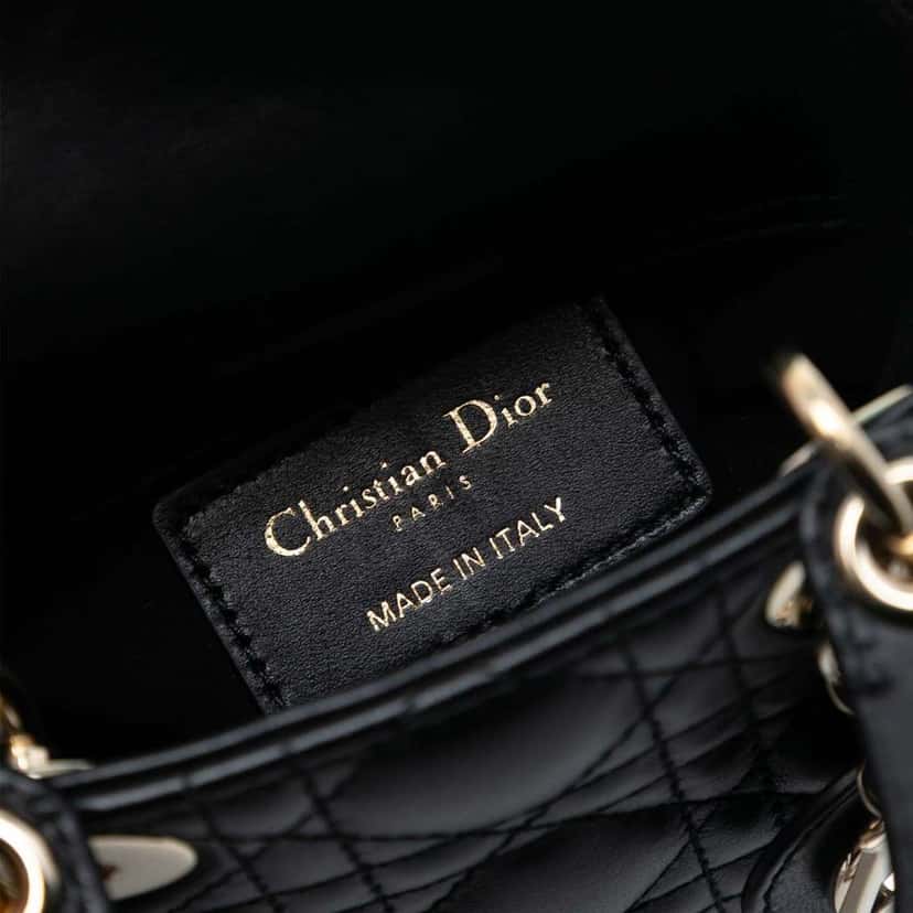 Dior Micro Lambskin Cannage Lady Dior Black Leather Very good condition - Box View