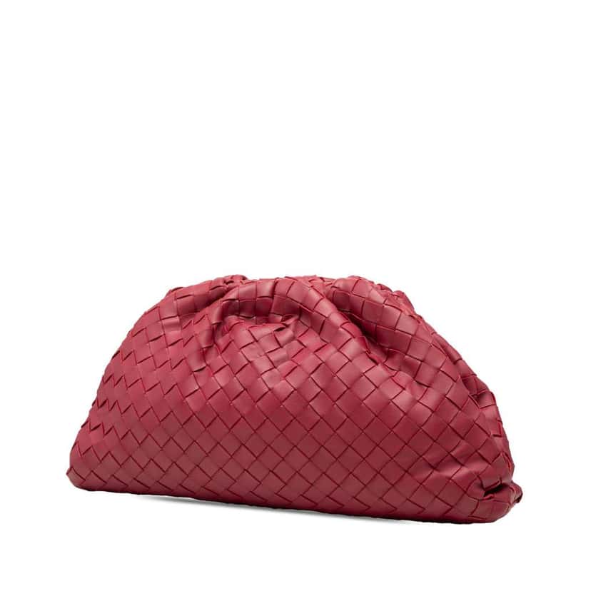 Bottega Veneta Nappa Intrecciato The Pouch Red Leather Good condition - Back View
