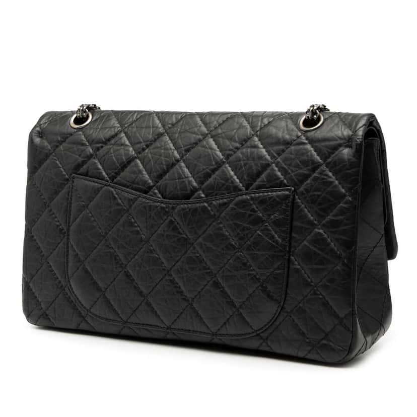 Chanel Quilted Aged Calfskin Reissue 2.55 Double Flap 227 Black Leather Good condition - Back View