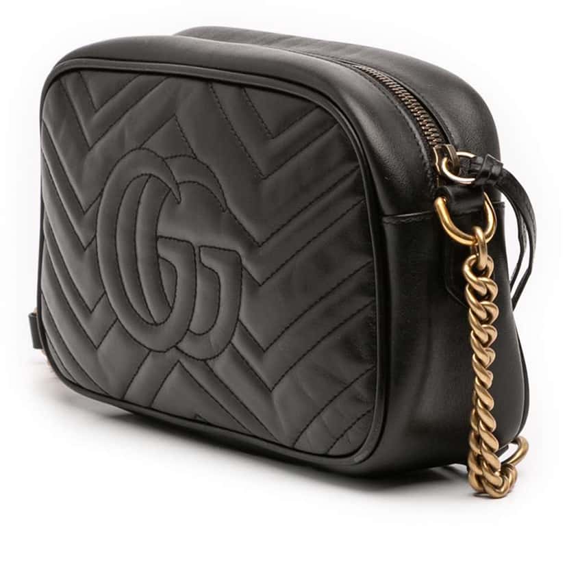 Gucci Small GG Marmont Matelasse Leather Crossbody Black Leather Good condition - Back View