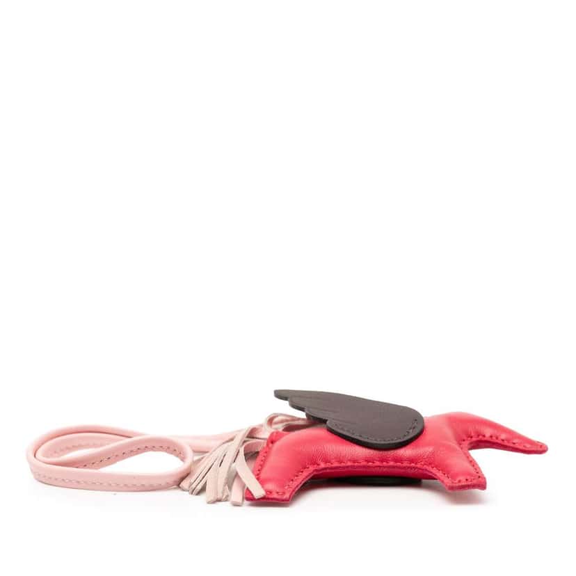 Hermès Milo Lambskin and Swift Grigri Rodeo Pegase Bag Charm PM Pink Leather Good condition - Inside View
