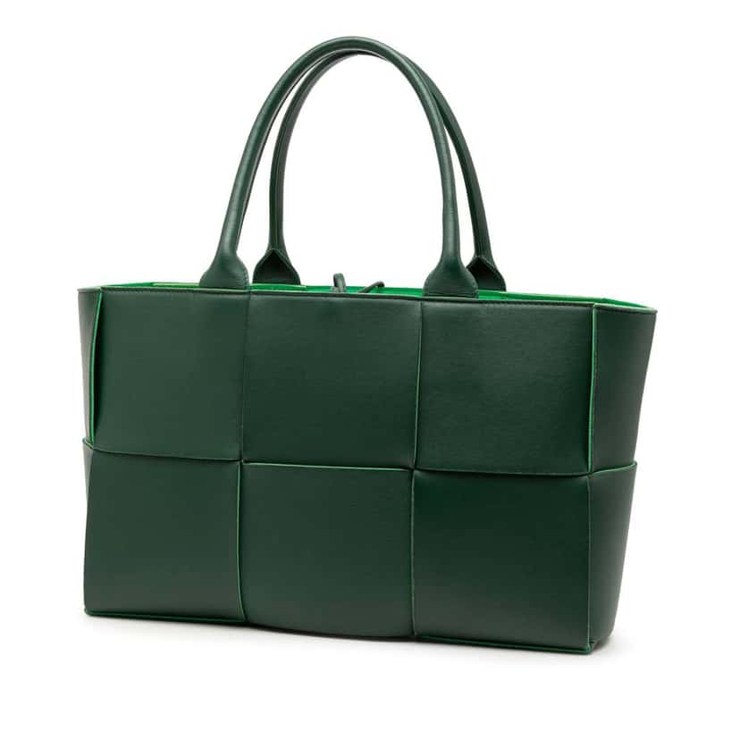 Bottega Veneta Small Nappa Maxi Intrecciato Arco Tote Green Leather Very good condition - Back View