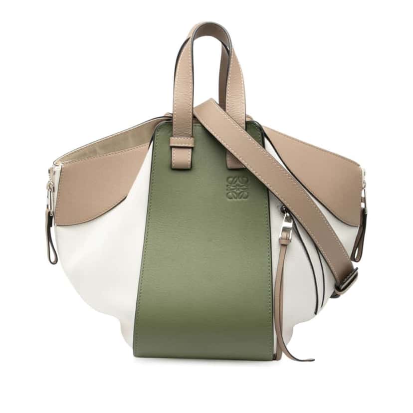 Loewe Small Tricolor Soft Grained Calfskin Hammock Bag Green Leather Very good condition - Front View