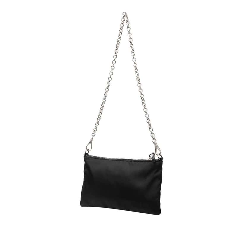 Prada Tessuto Saffiano Robot Chain Shoulder Bag Black Good condition - Back View