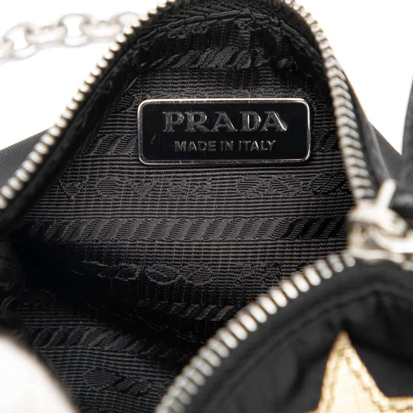 Prada Tessuto Saffiano Robot Chain Shoulder Bag Black Good condition - Box View