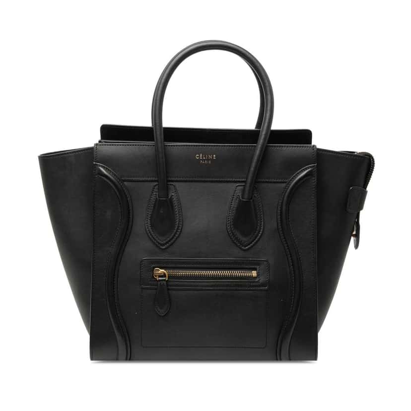 Celine Micro Smooth Calfskin Luggage Tote Black Leather Good condition - Front View