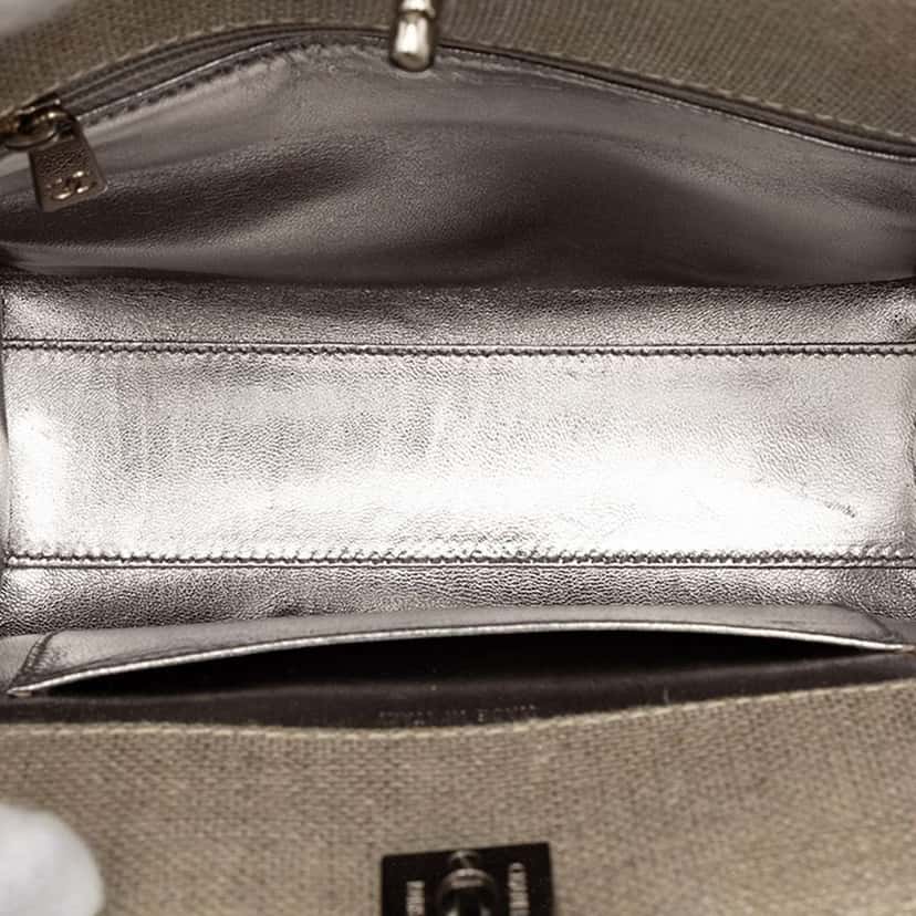 Chanel Mini CC Stitched Linen Chain Tote Brown Canvas Good condition - Model View