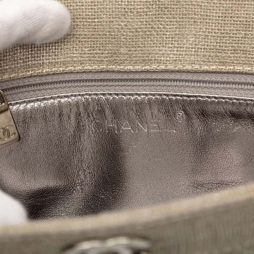 Chanel Mini CC Stitched Linen Chain Tote Brown Canvas Good condition - Box View