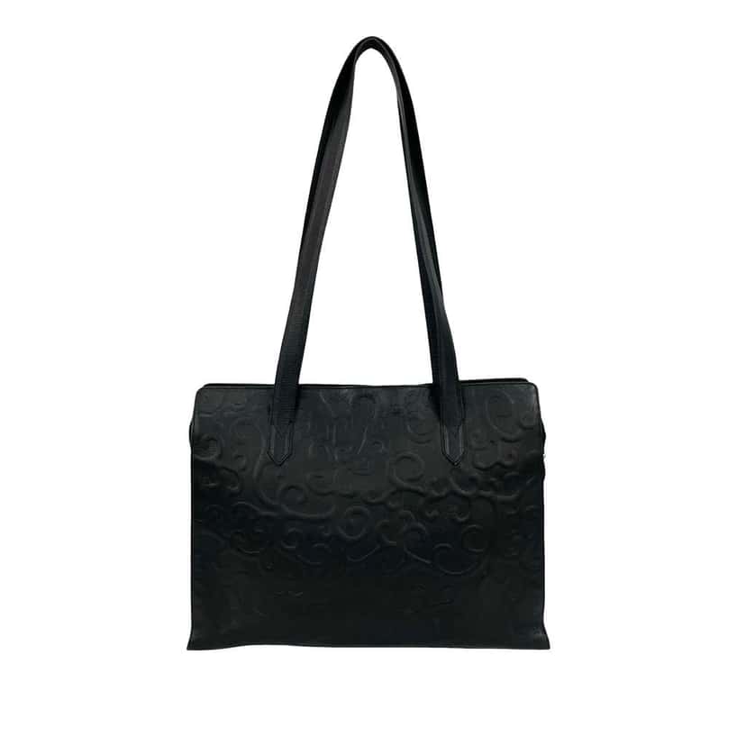 Saint Laurent Arabesque Embossed Leather Tote Black Leather Good condition - Back View