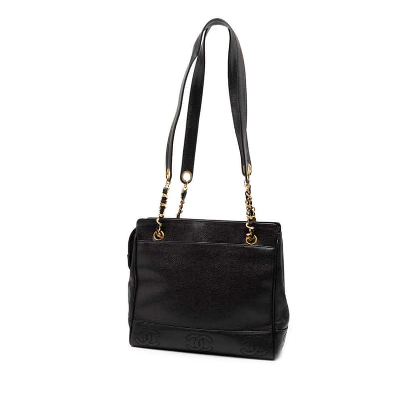 Chanel Triple CC Caviar Shoulder Bag Black Leather Good condition - Back View