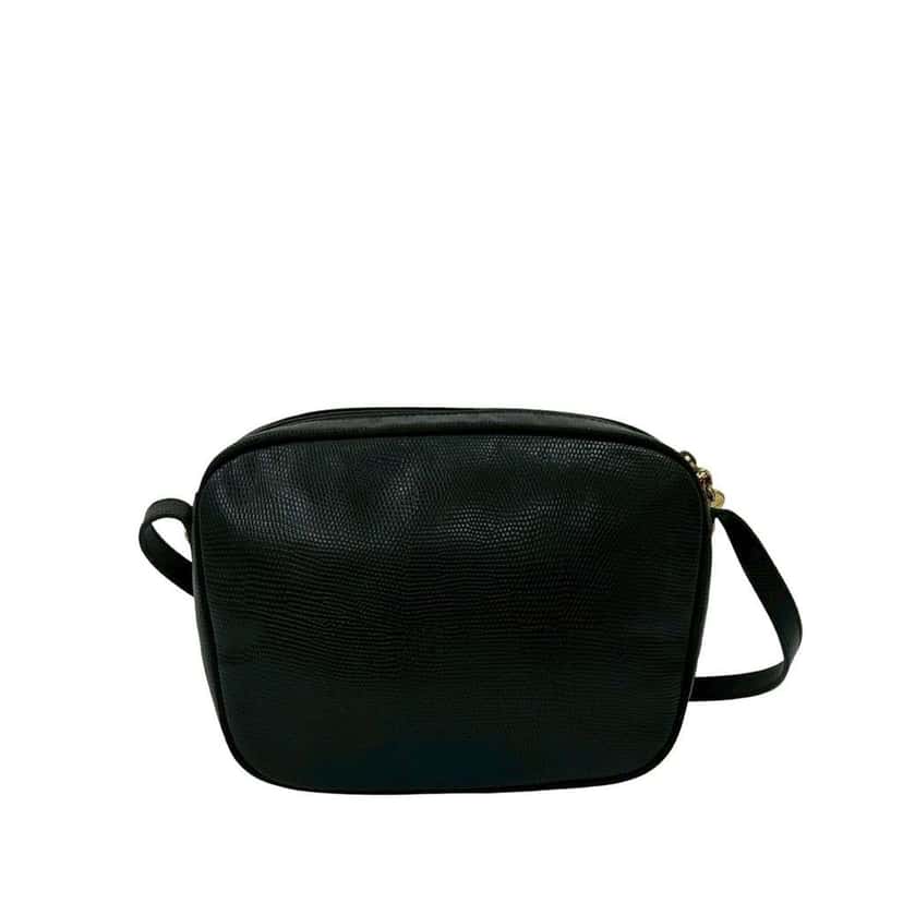 Salvatore Ferragamo Embossed Lizard Leather Vara Crossbody Black Leather Good condition - Back View