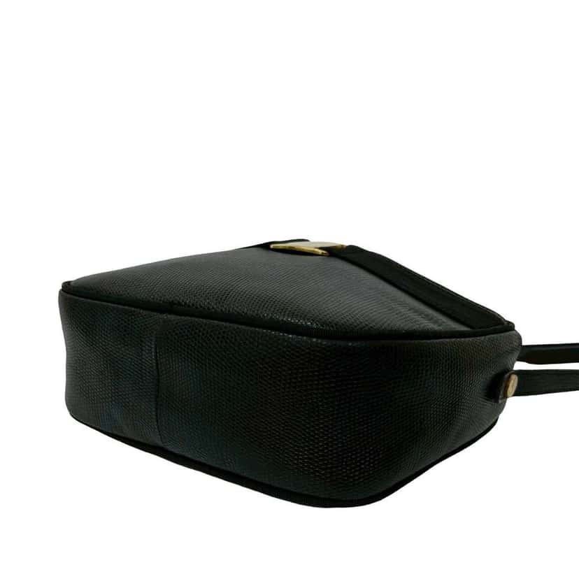 Salvatore Ferragamo Embossed Lizard Leather Vara Crossbody Black Leather Good condition - Box View