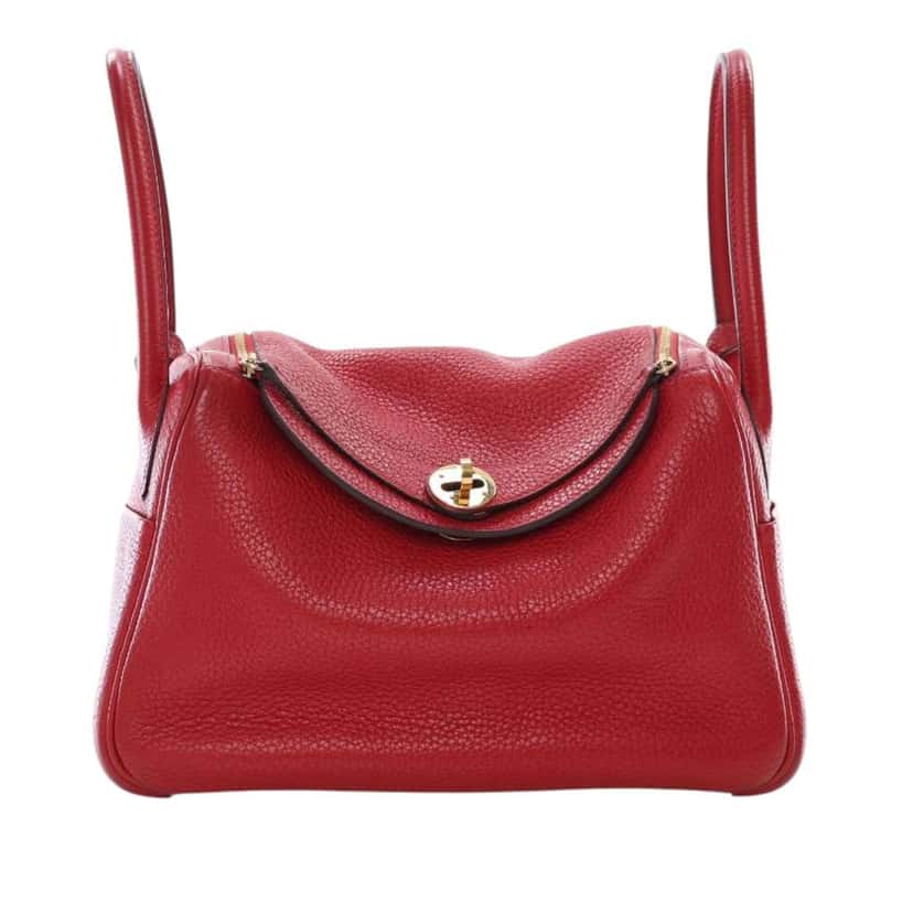 Hermès Clemence Lindy 26 Red Leather Good condition - Front View