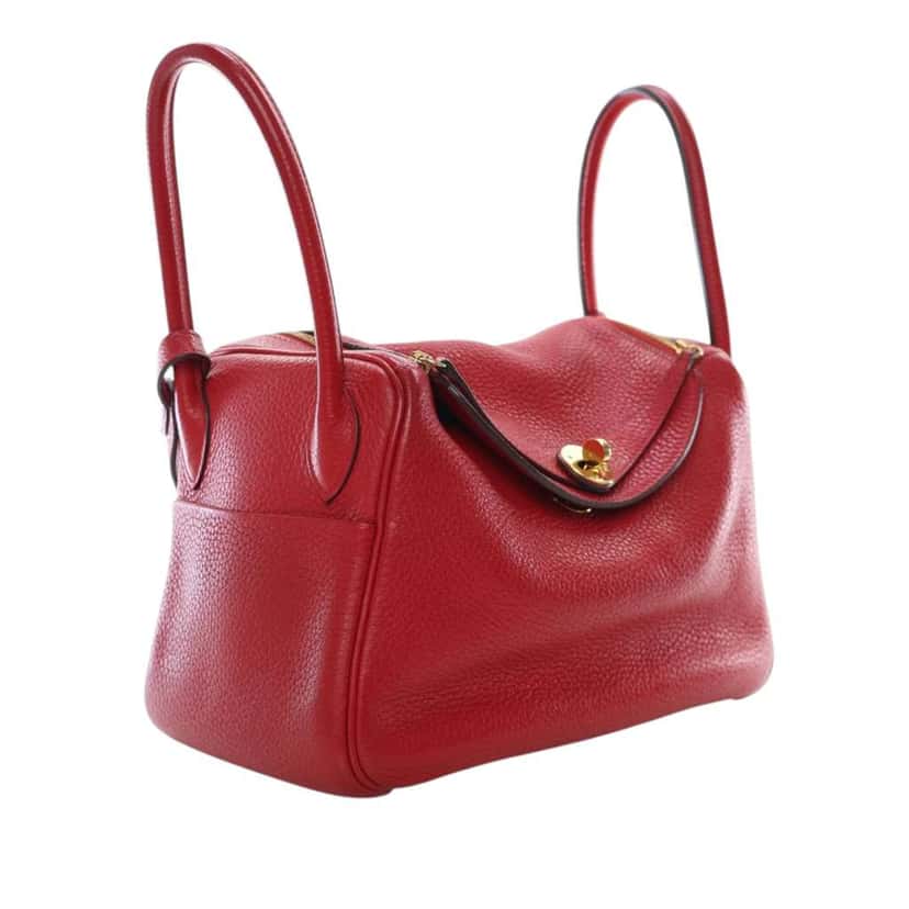 Hermès Clemence Lindy 26 Red Leather Good condition - Back View