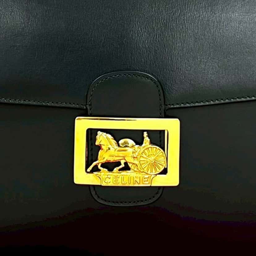 Celine Calfskin Horse Carriage Crossbody Black Leather Good condition - Model View