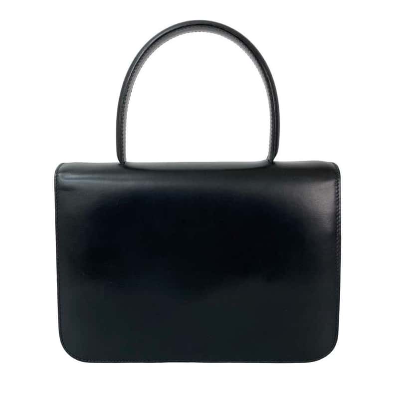 Celine Leather Logo Carriage Top Handle Bag Black Leather Good condition - Back View