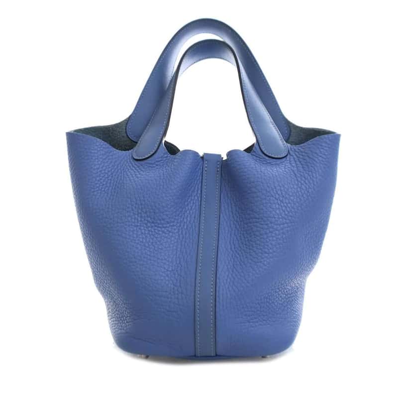 Hermès Clemence and Swift Picotin Lock 18 Blue Leather Good condition - Back View