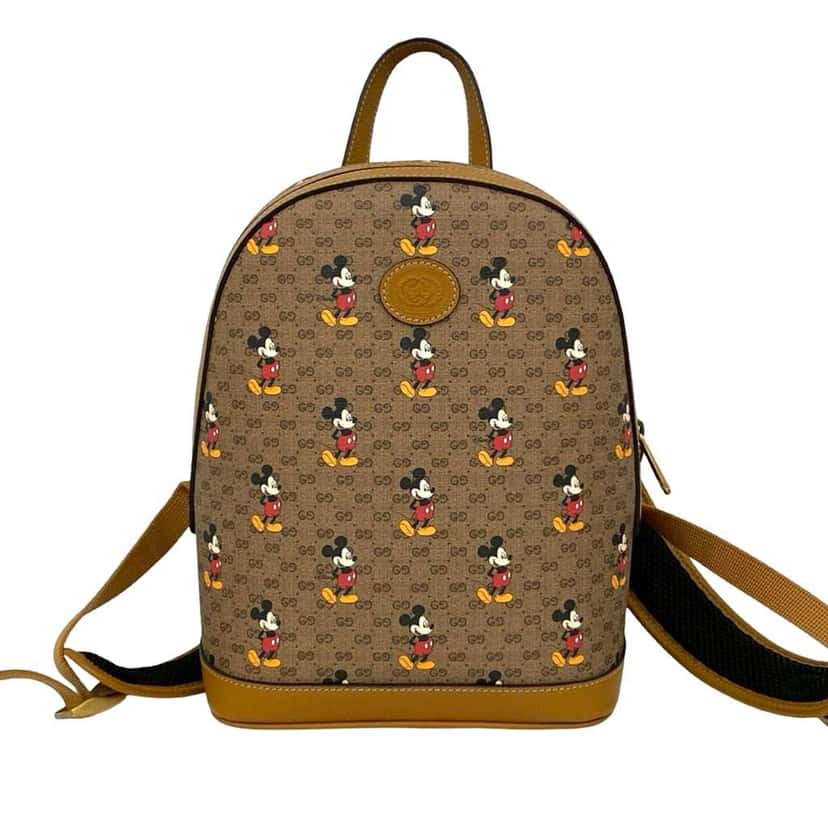Gucci Disney Small Micro GG Supreme Mickey Mouse Dome Backpack Brown Canvas Good condition - Front View