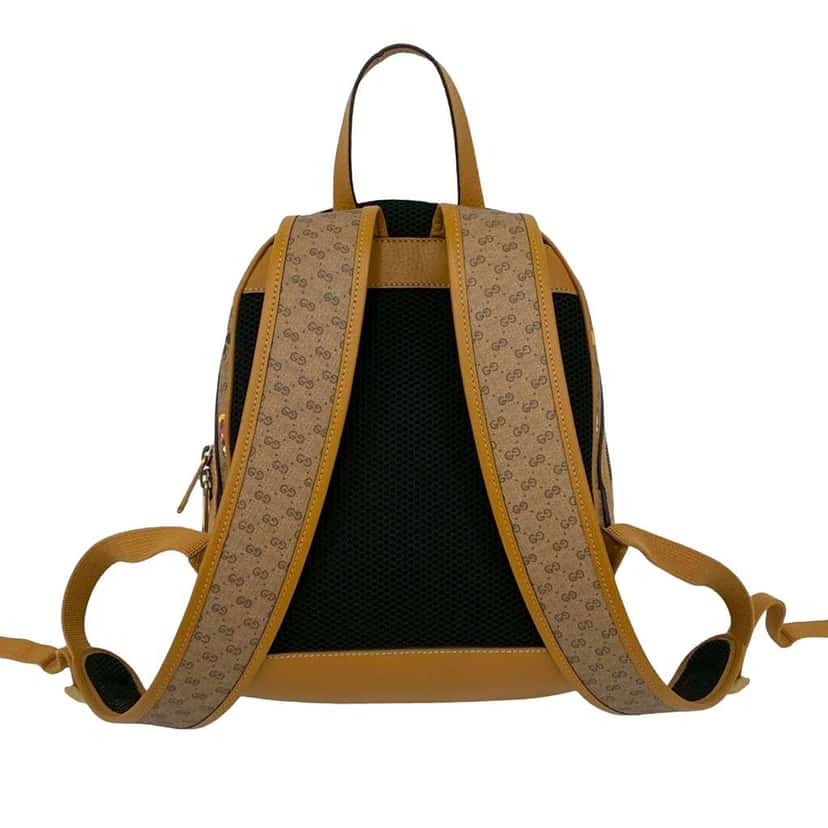 Gucci Disney Small Micro GG Supreme Mickey Mouse Dome Backpack Brown Canvas Good condition - Back View