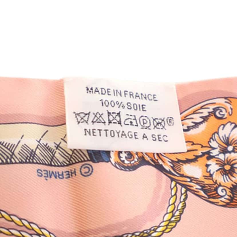 Hermès Cavalcades Silk Twilly Scarf Pink Silk Good condition - Inside View