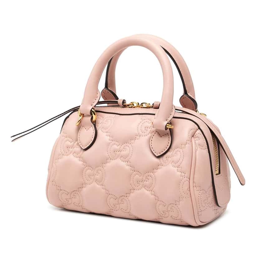 Gucci Mini GG Marmont Matelasse Leather Satchel Pink Leather Very good condition - Back View