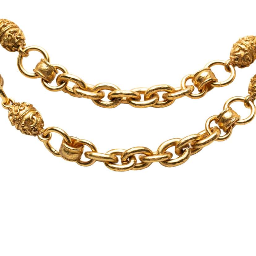 Chanel CC Gold Plated Long Chain Necklace Gold Metal Good condition - Front View