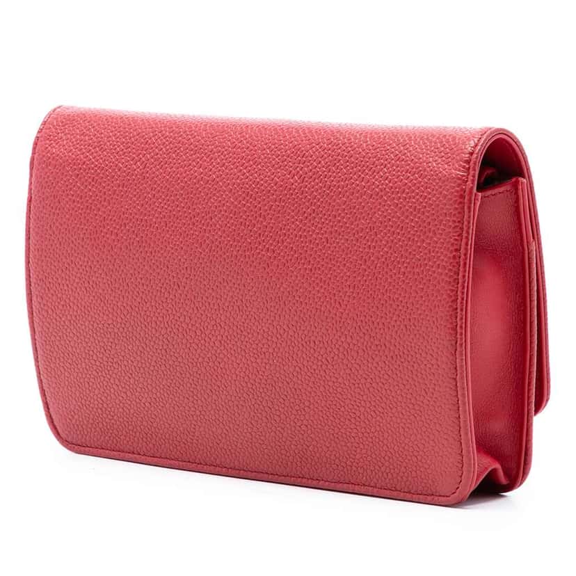 Chanel CC Caviar Wallet On Chain Red Leather Good condition - Back View