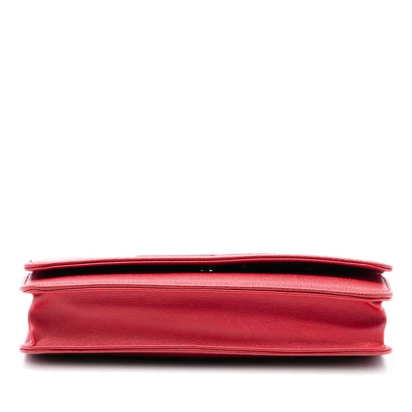 Chanel CC Caviar Wallet On Chain Red Leather Good condition - Inside View