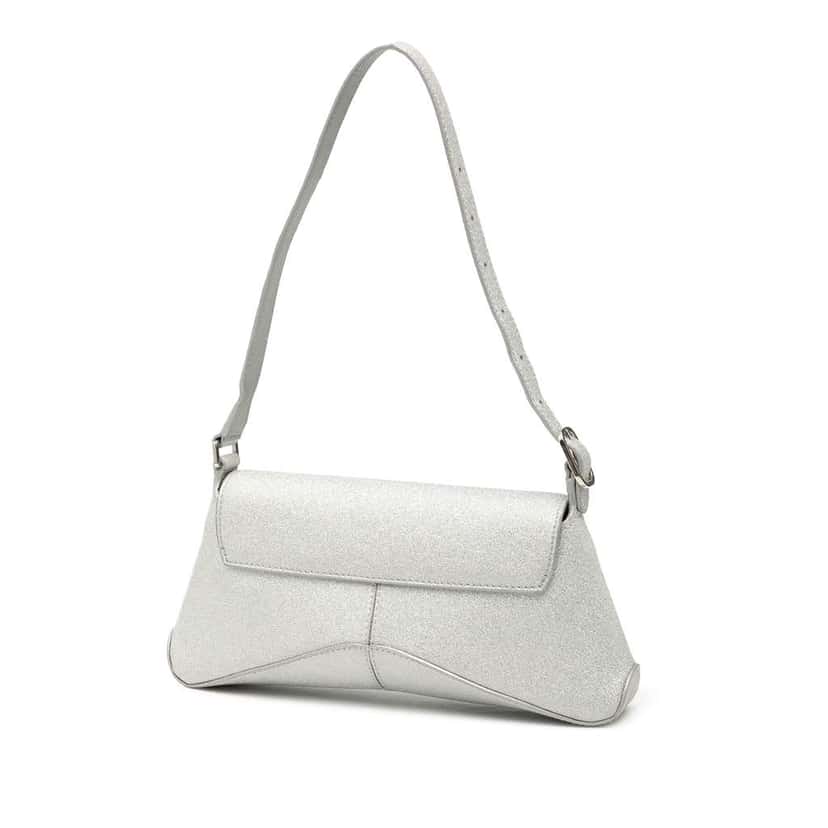 Balenciaga Small Glitter Fabric XX Flap Silver Polyester Very good condition - Back View