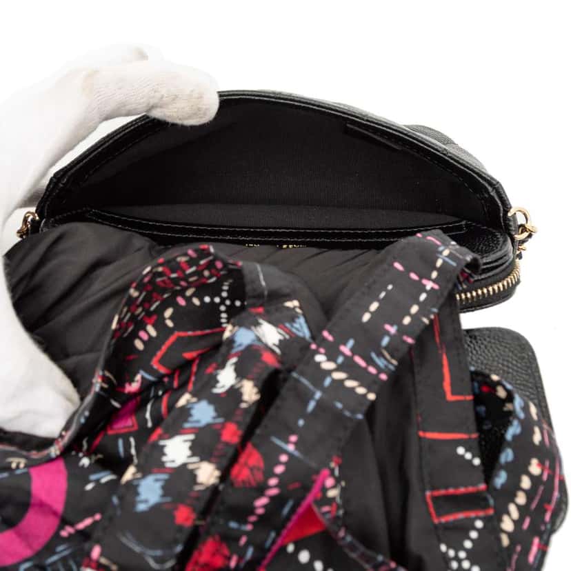 Chanel Nylon Graffiti Foldable Shopping Tote in Caviar Flap Black Leather Good condition - Box View