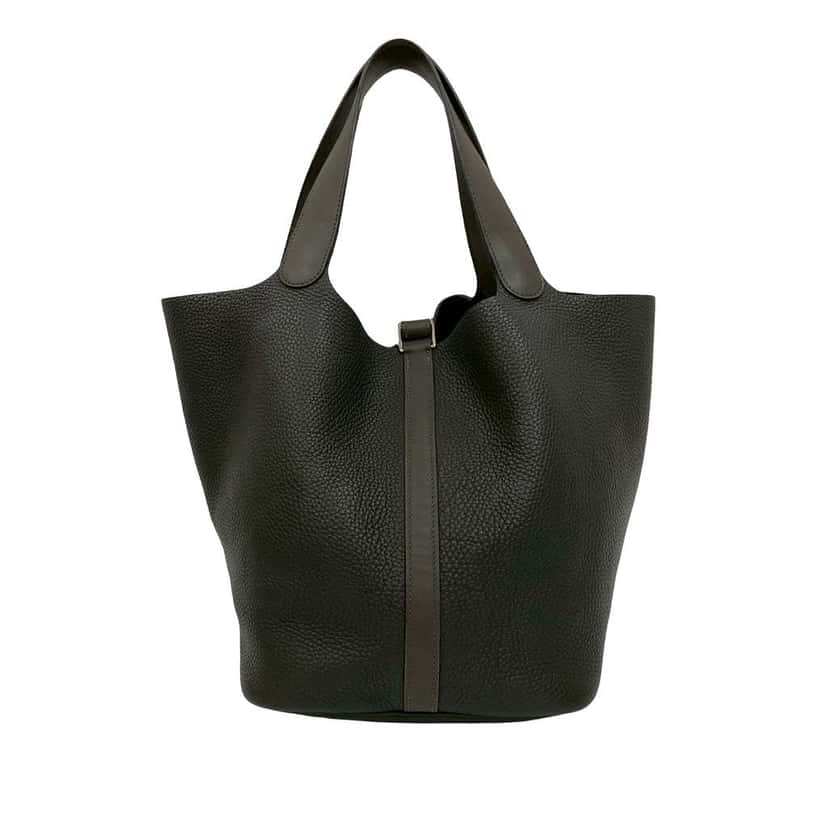 Hermès Clemence and Swift Picotin Lock 22 Touch Grey Leather Good condition - Back View