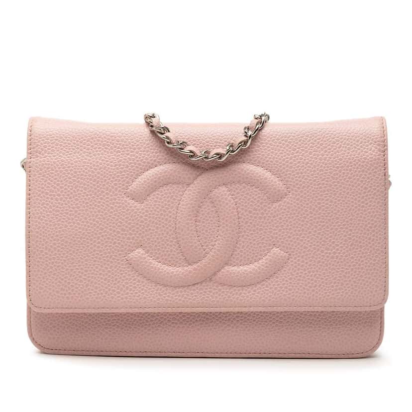 Chanel CC Caviar Wallet On Chain Pink Leather Very good condition - Front View