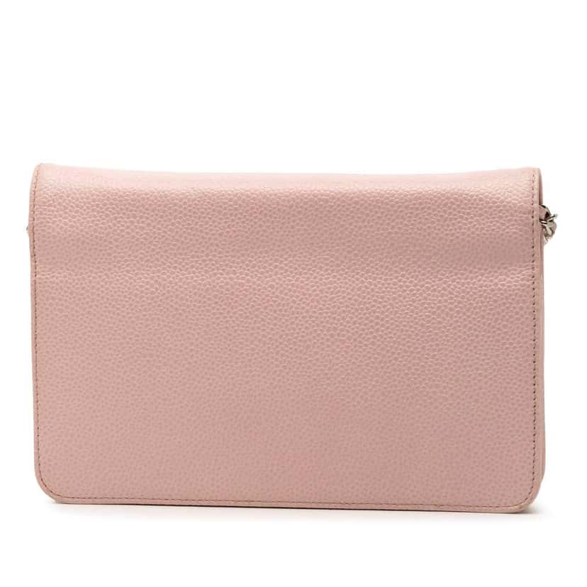 Chanel CC Caviar Wallet On Chain Pink Leather Very good condition - Back View