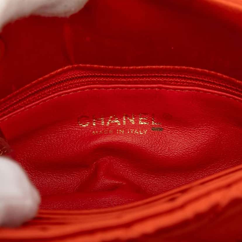 Chanel Small Satin Just Mademoiselle Bowling Bag Red Satin Good condition - Box View