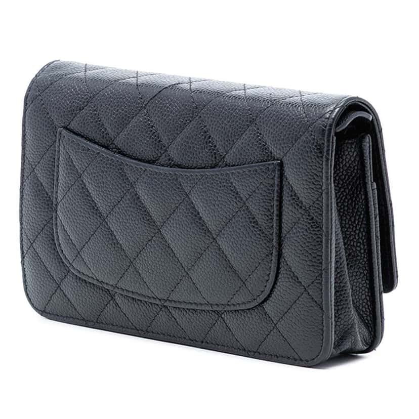 Chanel CC Quilted Caviar Wallet on Chain Black Leather Good condition - Back View
