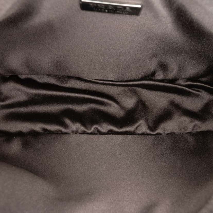 Prada Mini Satin Crystal Re Edition 2000 Shoulder Bag Black Satin Good condition - Model View