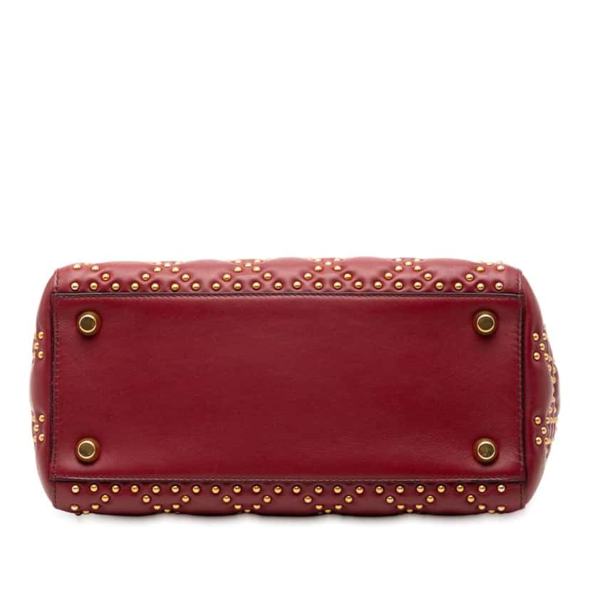 Dior Medium Lambskin Cannage Studded Supple Lady Dior Red Leather Very good condition - Inside View