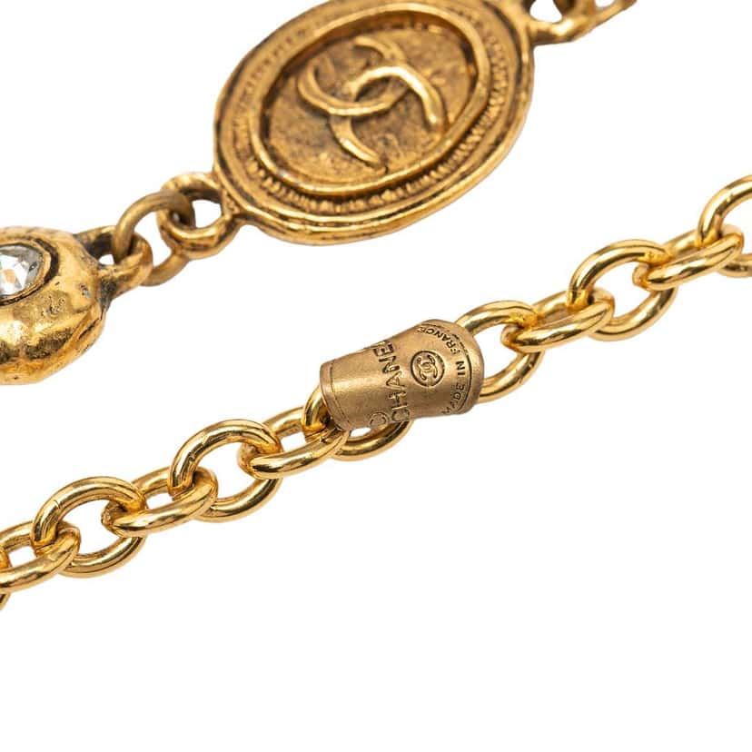 Chanel Gold Plated CC Medallion Chain Necklace Gold Metal Good condition - Back View