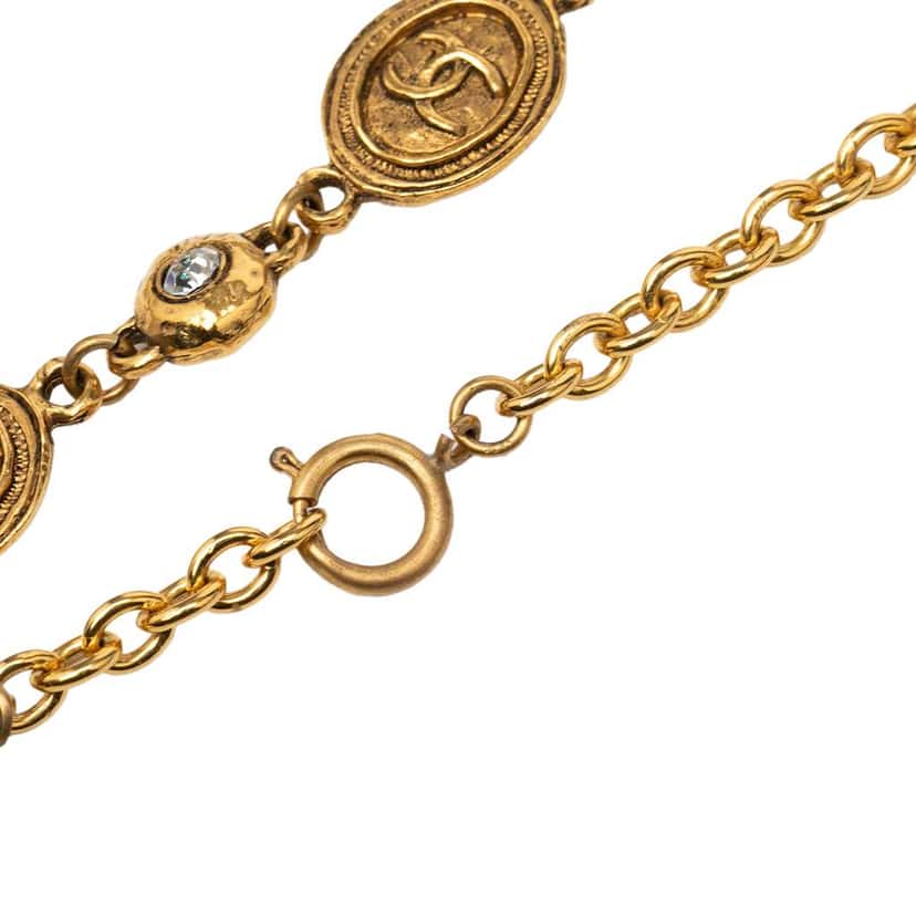 Chanel Gold Plated CC Medallion Chain Necklace Gold Metal Good condition - Inside View