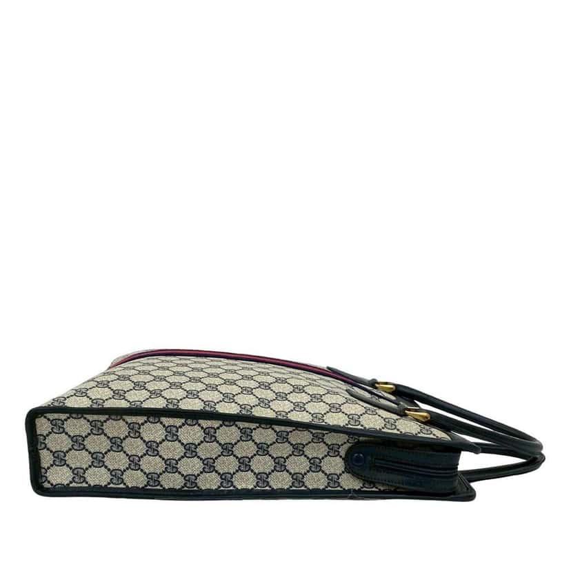 Gucci GG Supreme Web Tote Brown Canvas Fair condition - Model View