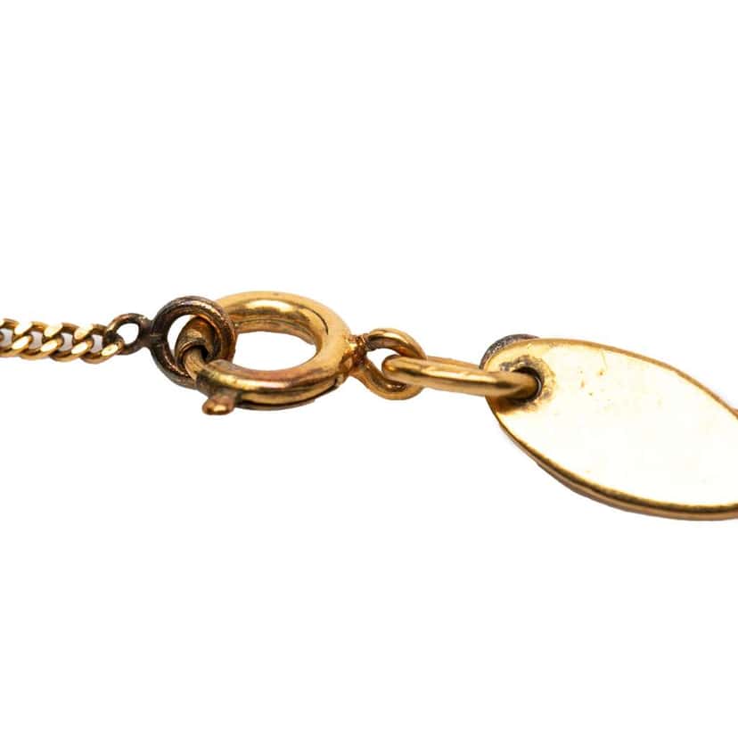 Chanel Gold Plated CC Rhinestone Pendant Necklace Gold Metal Fair condition - Model View