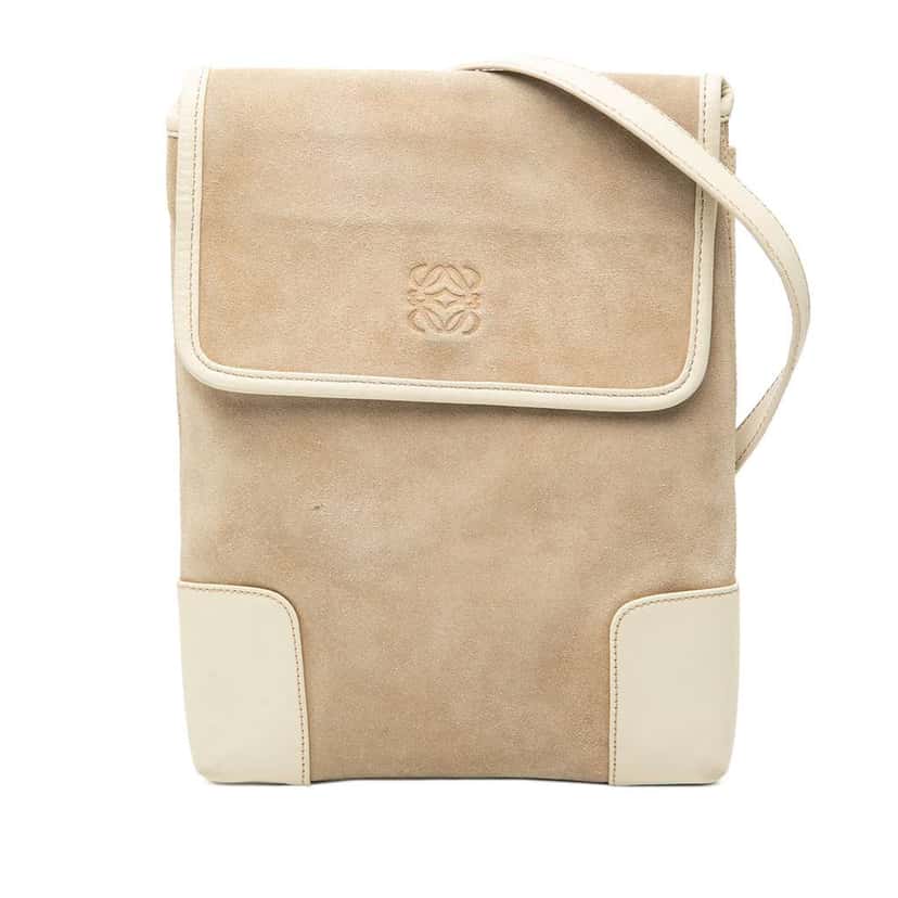 Loewe Suede Anagram Crossbody Brown Leather Very good condition - Front View