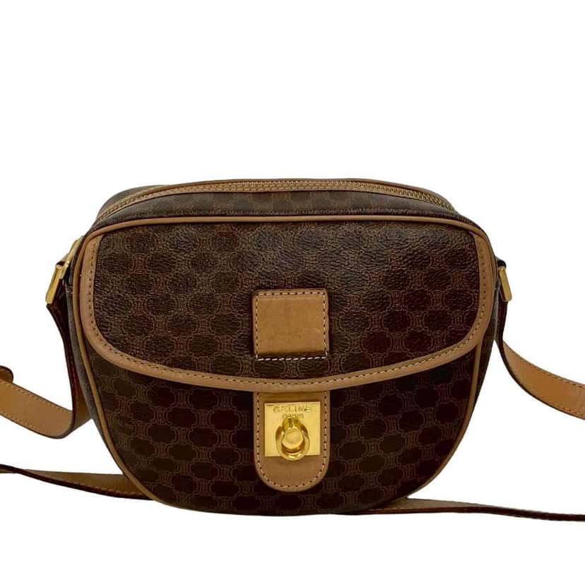 Celine Macadam Coated Canvas Crossbody Brown Canvas Good condition - Front View