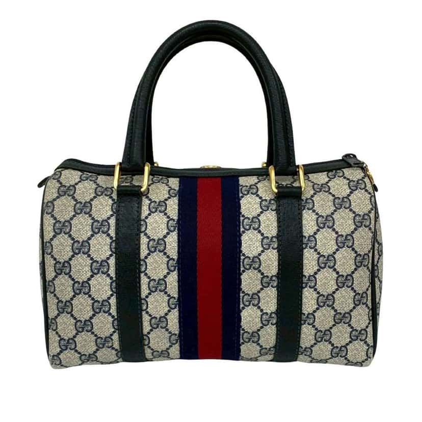 Gucci Medium GG Supreme Ophidia Boston Bag Brown Canvas Good condition - Back View