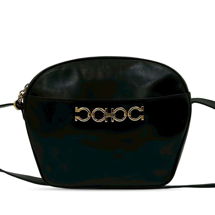 Salvatore Ferragamo Leather Gancini Crossbody Black Leather Good condition - Front View
