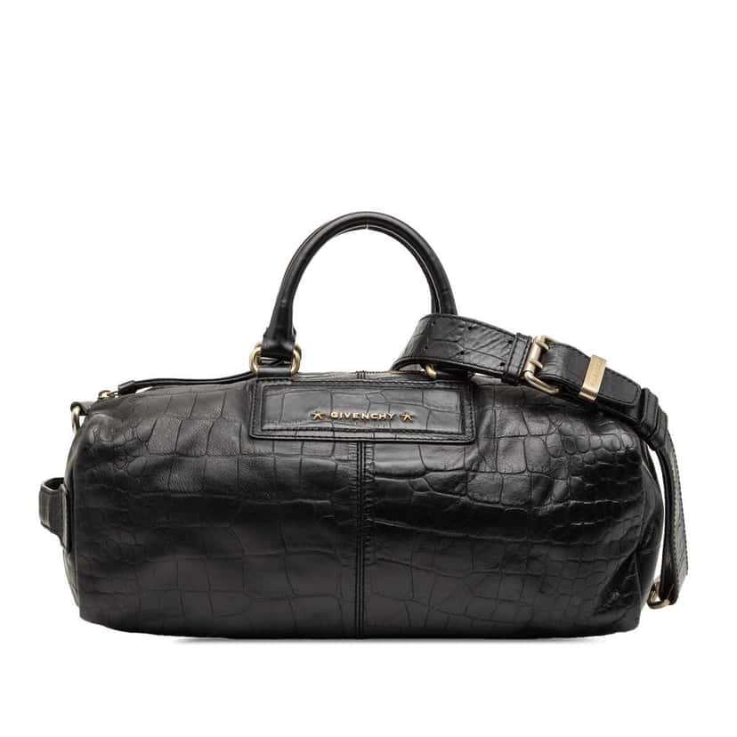 Givenchy Croc Embossed Leather Duffle Bag Black Leather Good condition - Front View