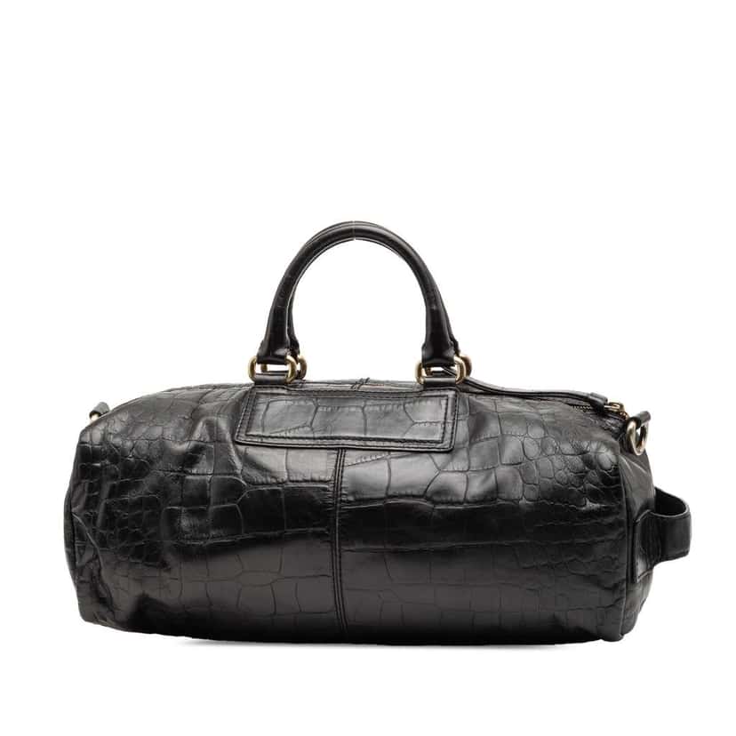 Givenchy Croc Embossed Leather Duffle Bag Black Leather Good condition - Back View