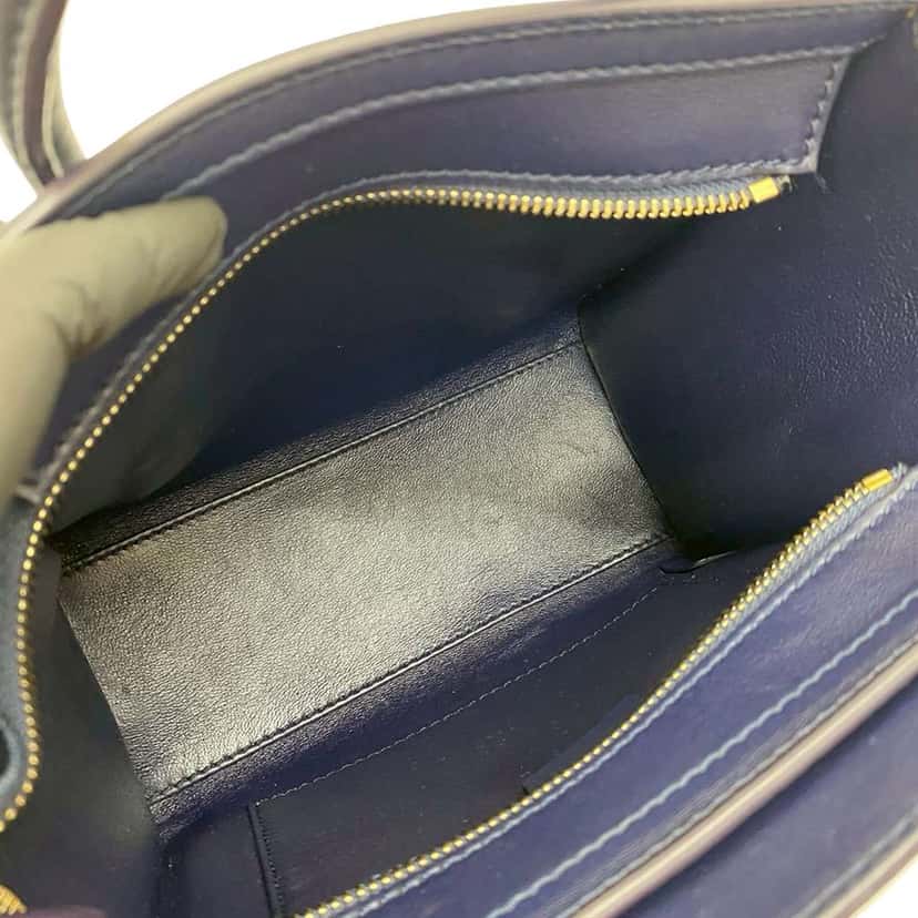 Celine Nano Leather Luggage Tote Blue Leather Good condition - Box View