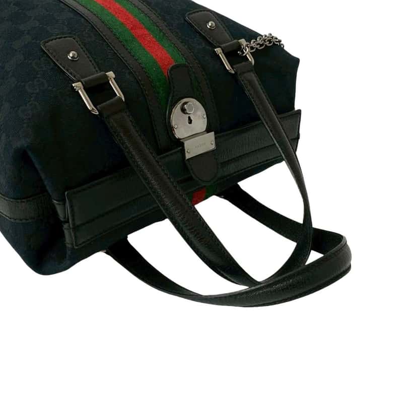 Gucci GG Canvas Web Treasure Handbag Black Canvas Good condition - Model View