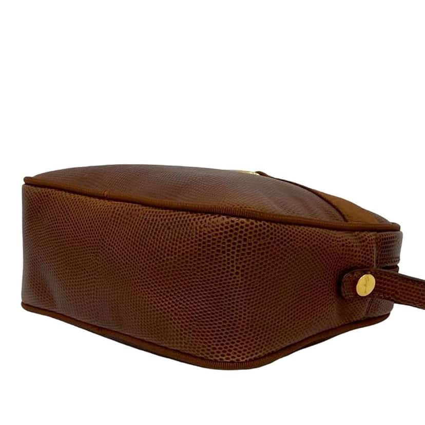 Salvatore Ferragamo Lizard Embossed Leather Vara Crossbody Brown Leather Very good condition - Model View